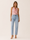 Cecily | Elegant Draped Halter Satin Top
