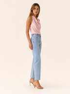 Cecily | Elegant Draped Halter Satin Top