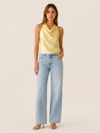 Cecily | Elegant Draped Halter Satin Top