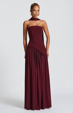 Women's Strapless Slit Maxi Dress