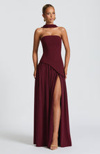 Women's Strapless Slit Maxi Dress