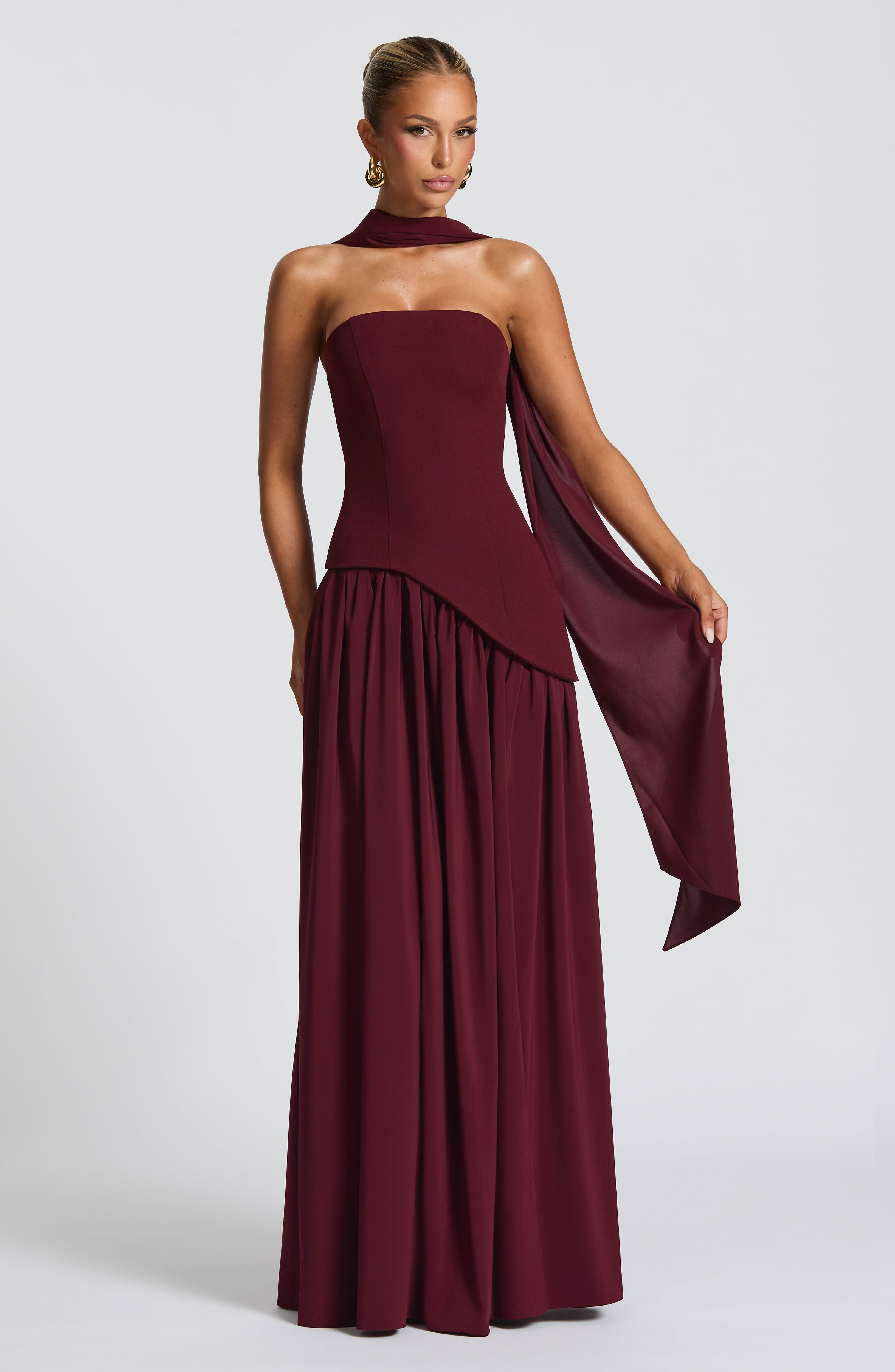 Women's Strapless Slit Maxi Dress