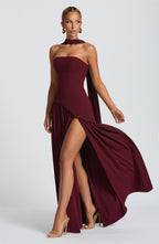 Women's Strapless Slit Maxi Dress