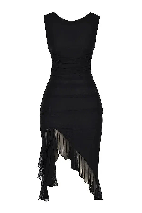 Charlotte Bodycon Midi Dress – Ruffled Hem