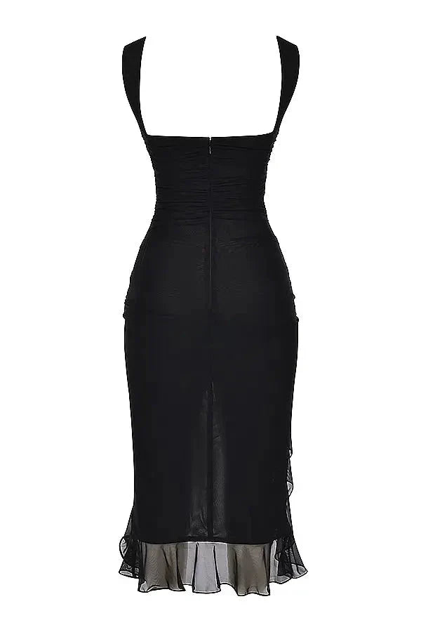 Charlotte Bodycon Midi Dress – Ruffled Hem