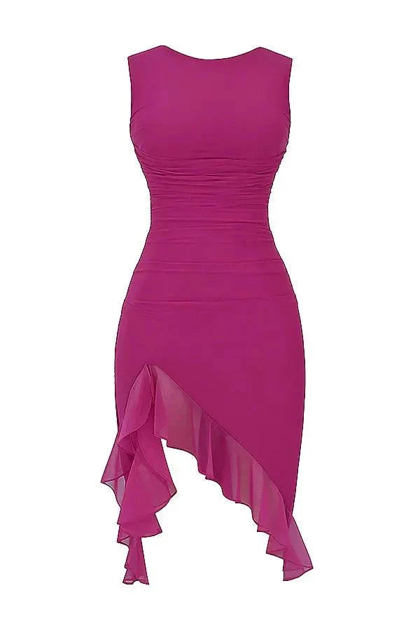 Charlotte Bodycon Midi Dress – Ruffled Hem