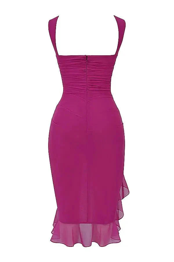 Charlotte Bodycon Midi Dress – Ruffled Hem