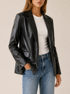 Alice | Sleek Oversized Faux Leather Blazer