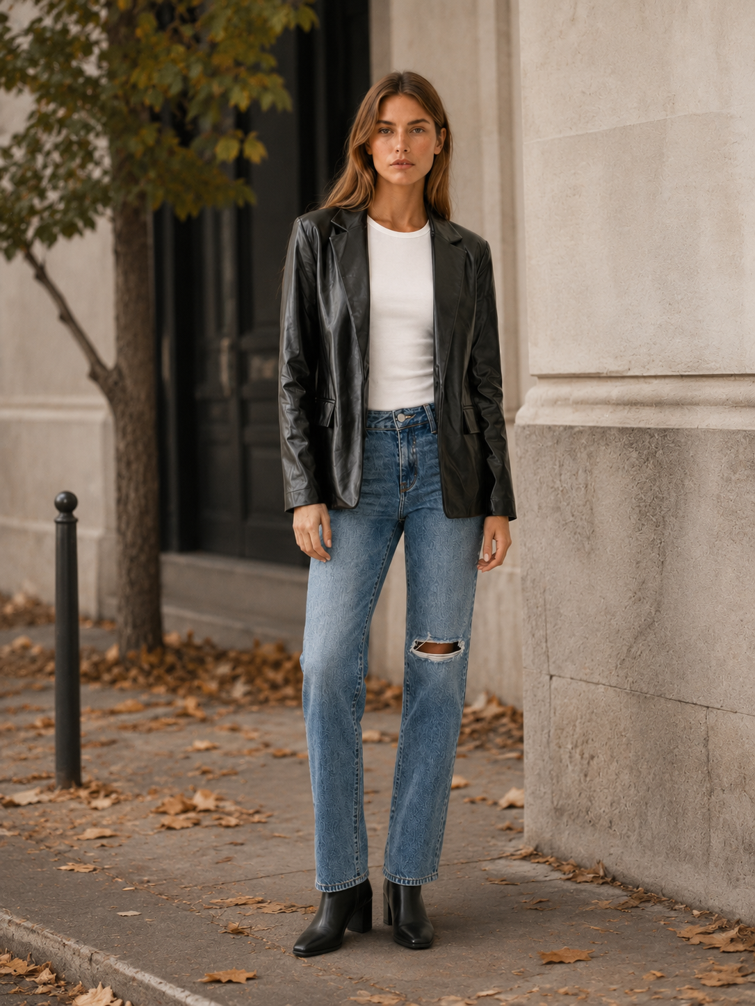 Alice | Sleek Oversized Faux Leather Blazer