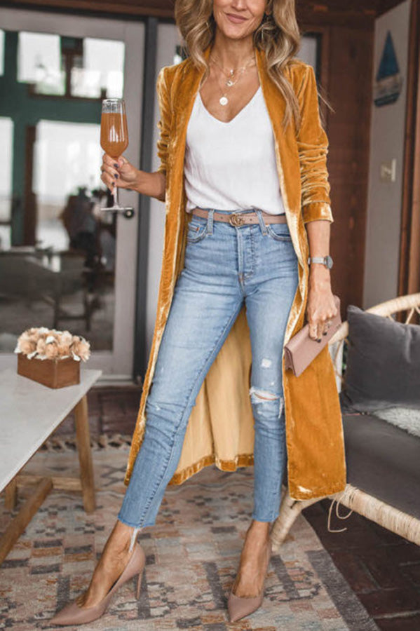 Women's Velvet Kimono Coat – Mandarin Collar