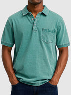 Men's Cotton Denim Short Sleeve Polo