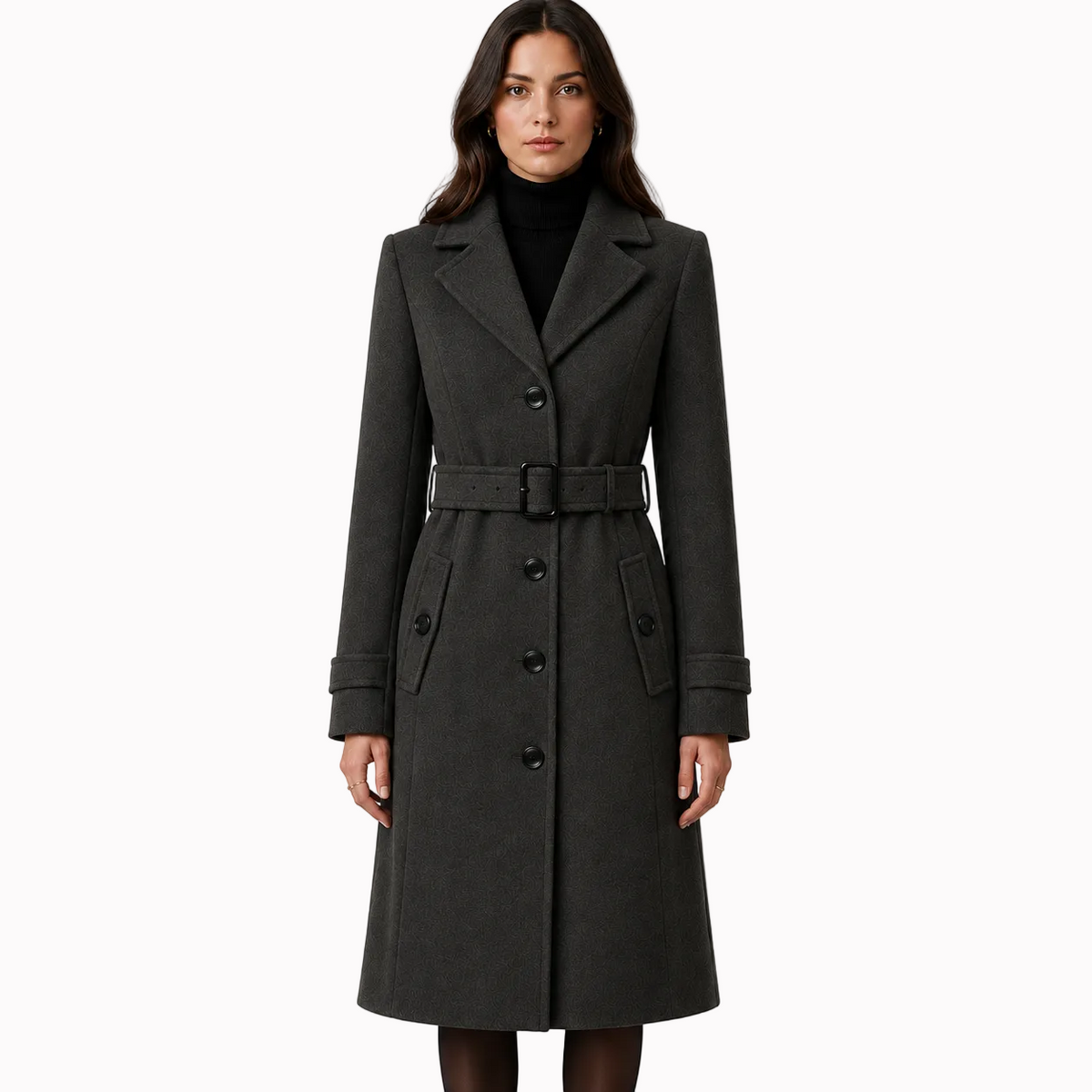 Women's Boiled Wool Button Front Coat