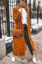 Women's Velvet Kimono Coat – Mandarin Collar