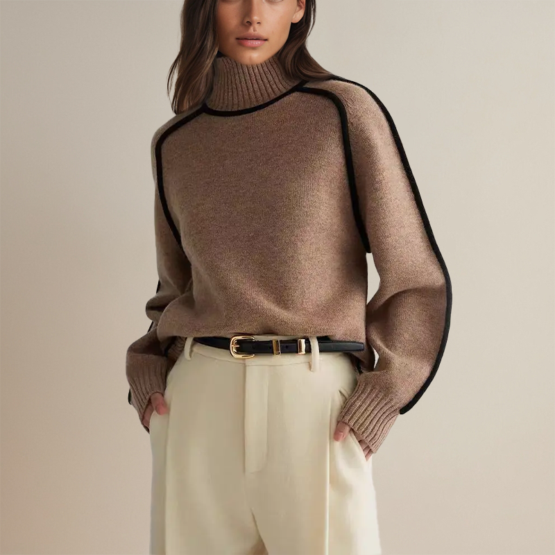 Luna Women's Loose Fit Cashmere Turtleneck Jumper