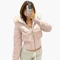 Women's Cropped Quilted Hooded Winter Jacket