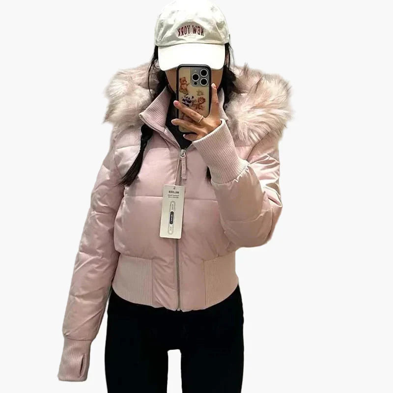 Women's Cropped Quilted Hooded Winter Jacket
