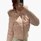 Women's Cropped Quilted Hooded Winter Jacket