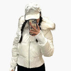 Women's Cropped Quilted Hooded Winter Jacket