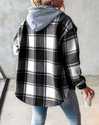 Freya | Cozy Plaid Button-Up Hoodie Jacket
