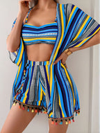 Women's 4-Piece Bikini Set – Cover-Up Shirt, Shorts