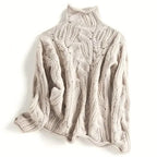 Women's Soft Cable Knit Turtleneck Jumper