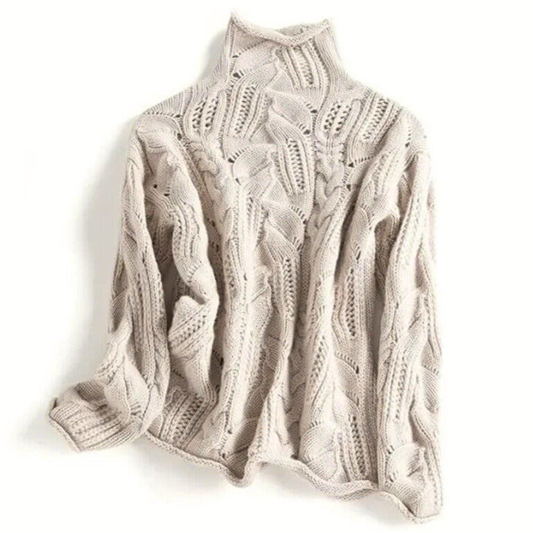 Women's Soft Cable Knit Turtleneck Jumper