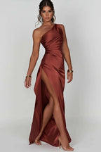 Diana One Shoulder Satin Maxi Dress