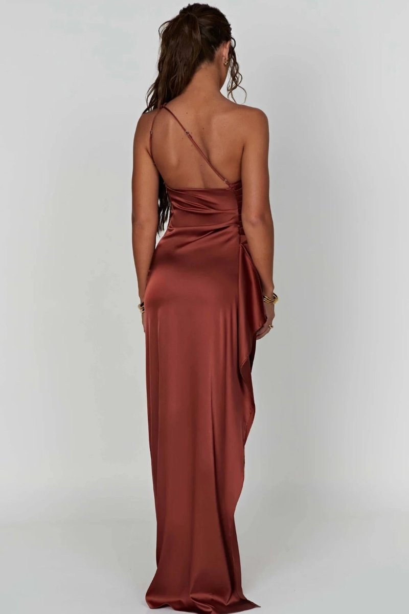 Diana One Shoulder Satin Maxi Dress