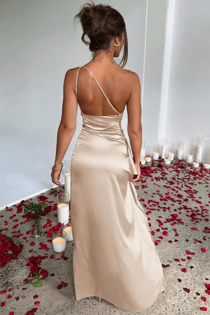 Diana One Shoulder Satin Maxi Dress