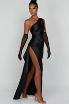 Diana One Shoulder Satin Maxi Dress