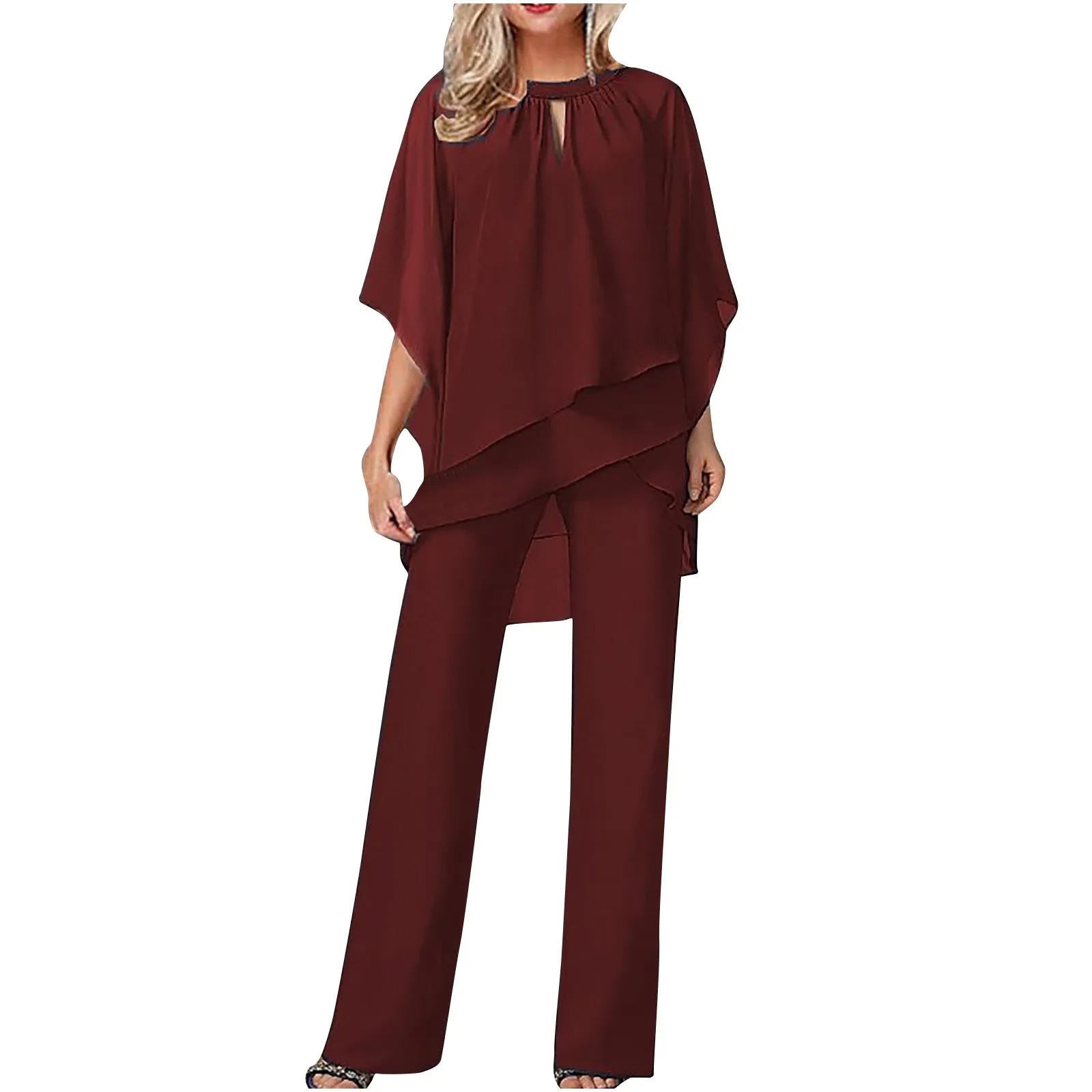 Women's Chiffon Cape Sleeve Set