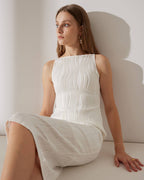 Women's Pearl Strap Water Ripple Midi Dress