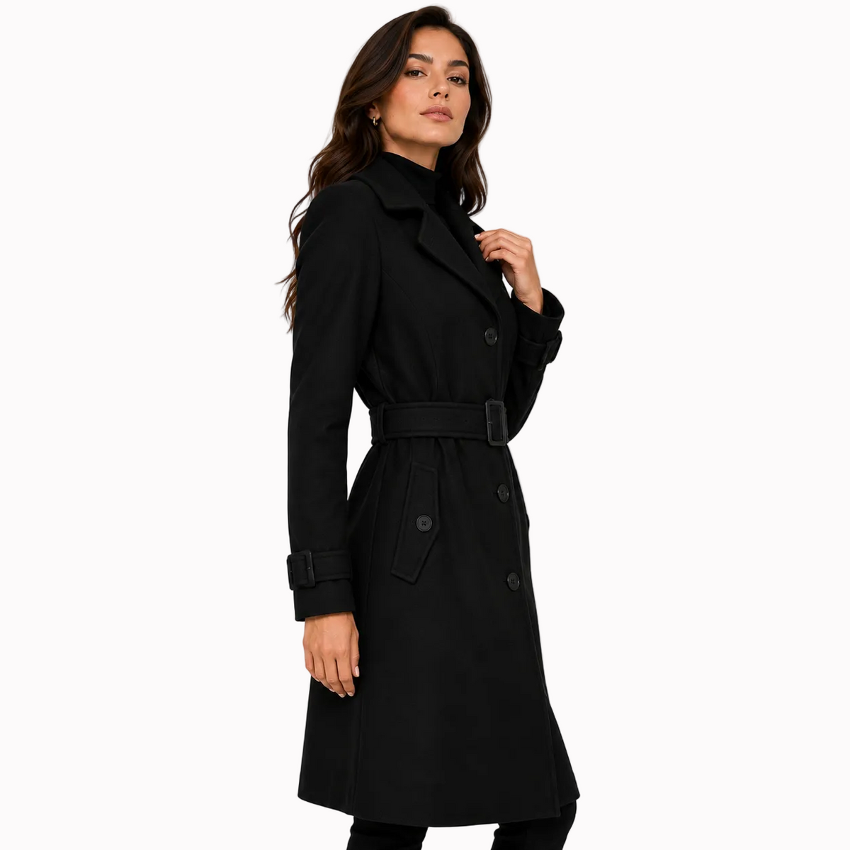 Women's Boiled Wool Button Front Coat