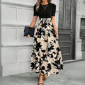 Hannah Floral Print Maxi Dress – High-Waisted Tie Front, A-Line