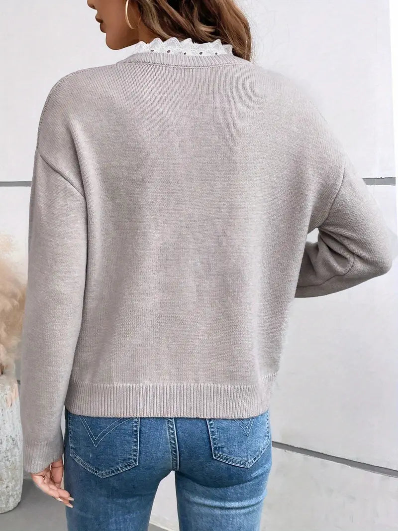 Kaitlyssa | Classic V-Neck Lace Pullover