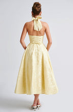 Despoina Satin Midi Dress – Sheen, Twirl Hem