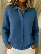 Harlow Collared Ribbed Knit Cardigan
