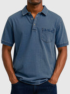 Men's Cotton Denim Short Sleeve Polo