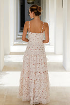 Maya | Tiered Long Sleeve Maxi Dress - Crochet Lace Trim & Ruffle Hem