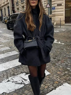 Women's Belted Wool Overcoat – Stand Collar