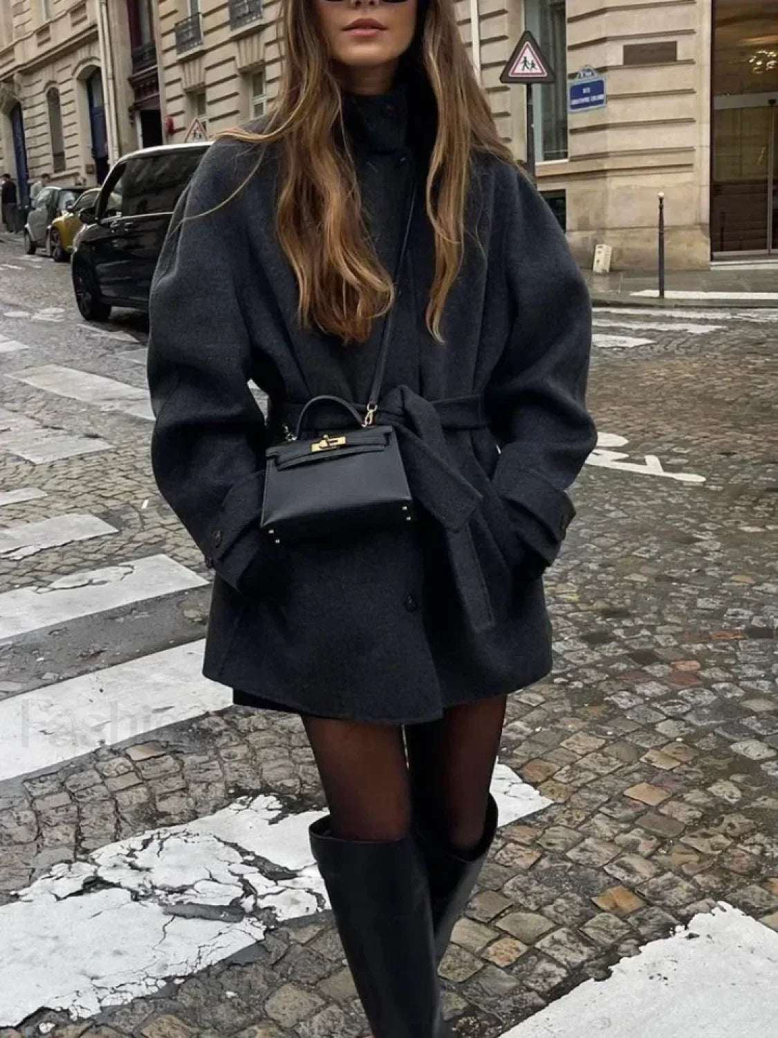 Women's Belted Wool Overcoat – Stand Collar