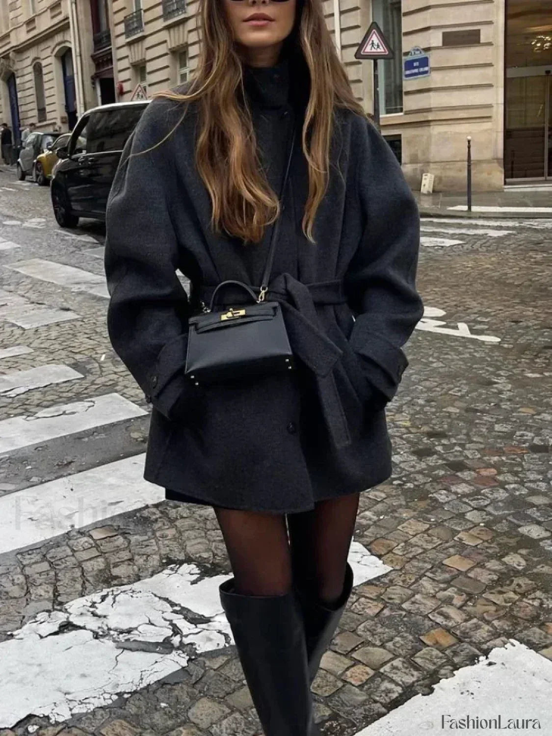 Women's Belted Wool Overcoat – Stand Collar