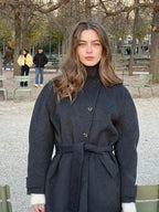 Women's Belted Wool Overcoat – Stand Collar