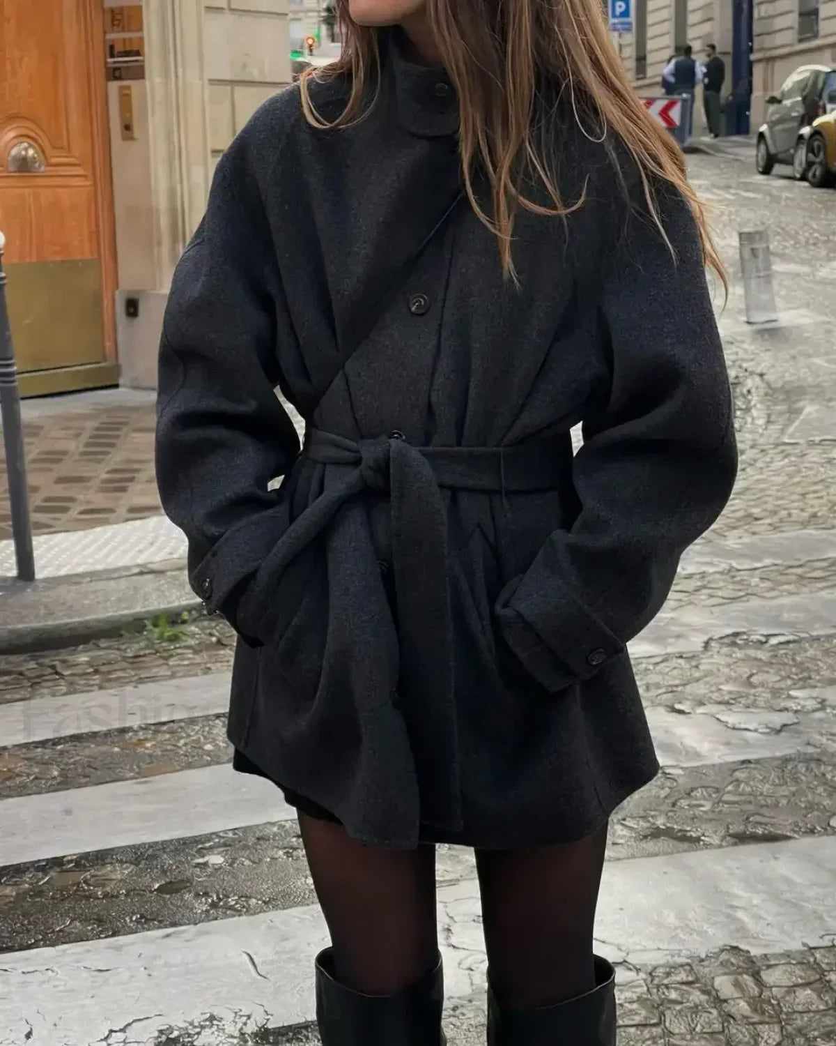 Women's Belted Wool Overcoat – Stand Collar