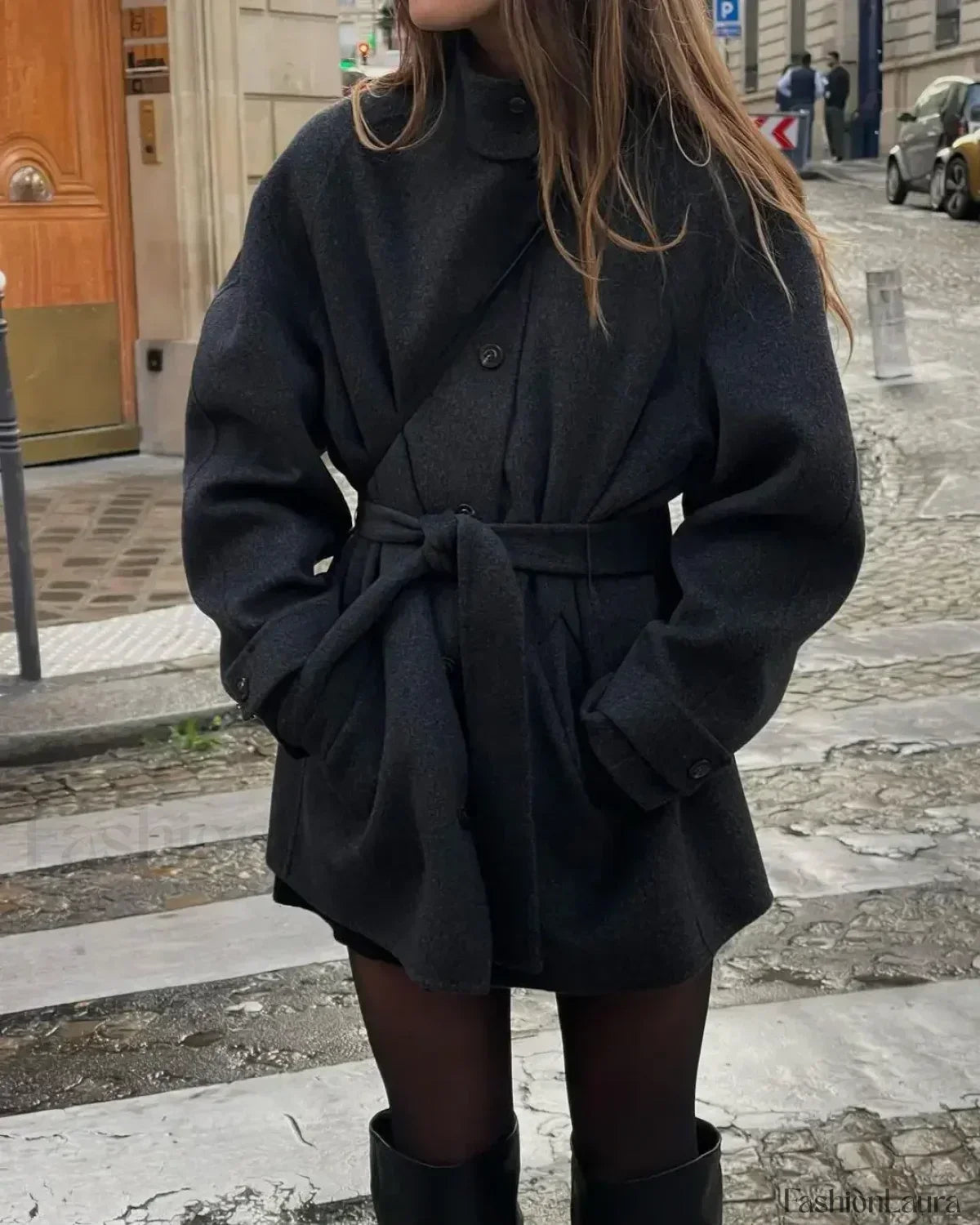 Women's Belted Wool Overcoat – Stand Collar