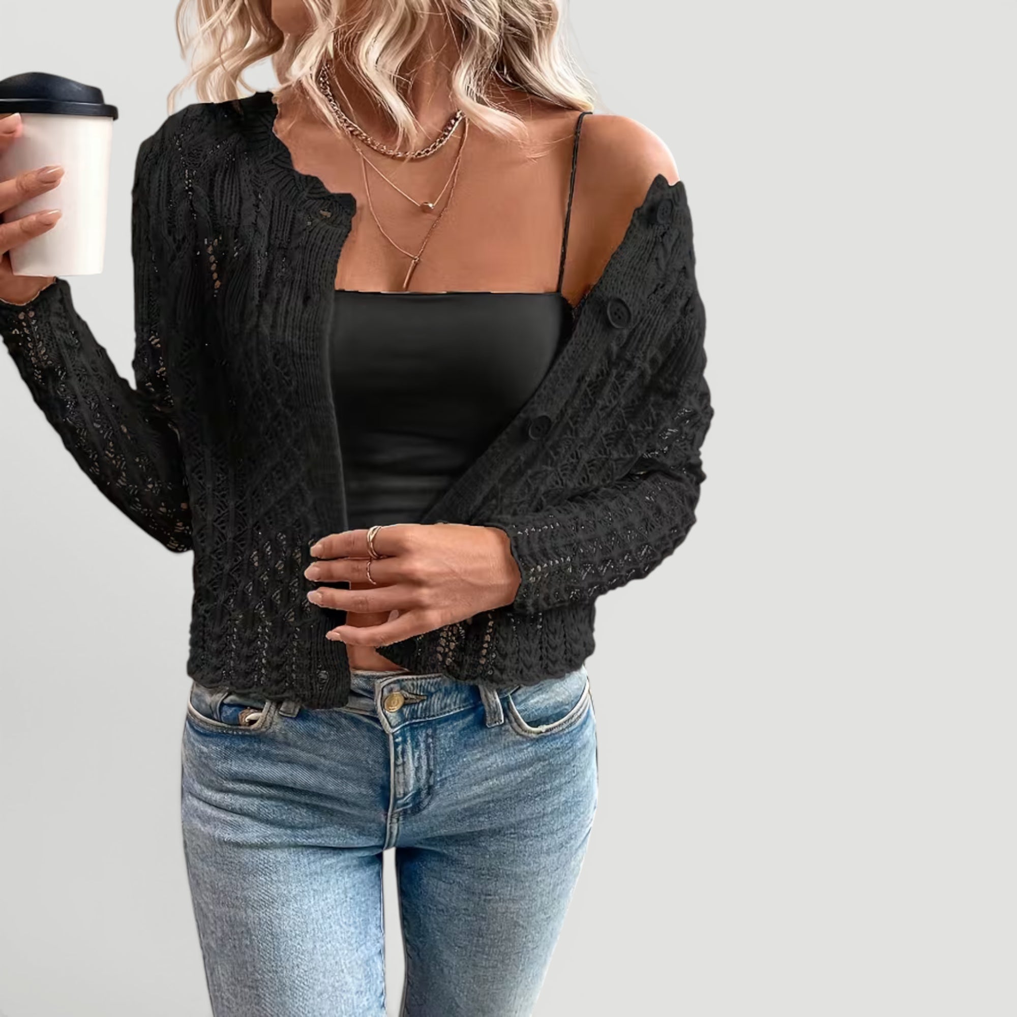 Women's Lightweight Open Knit Cardigan