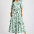 Women's Floral V Neck Midi Dress
