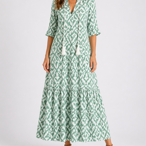 Women's Floral V Neck Midi Dress