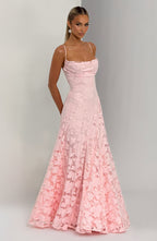 Florencia Floral Maxi Dress – Open Back, A-Line, Bow Detail