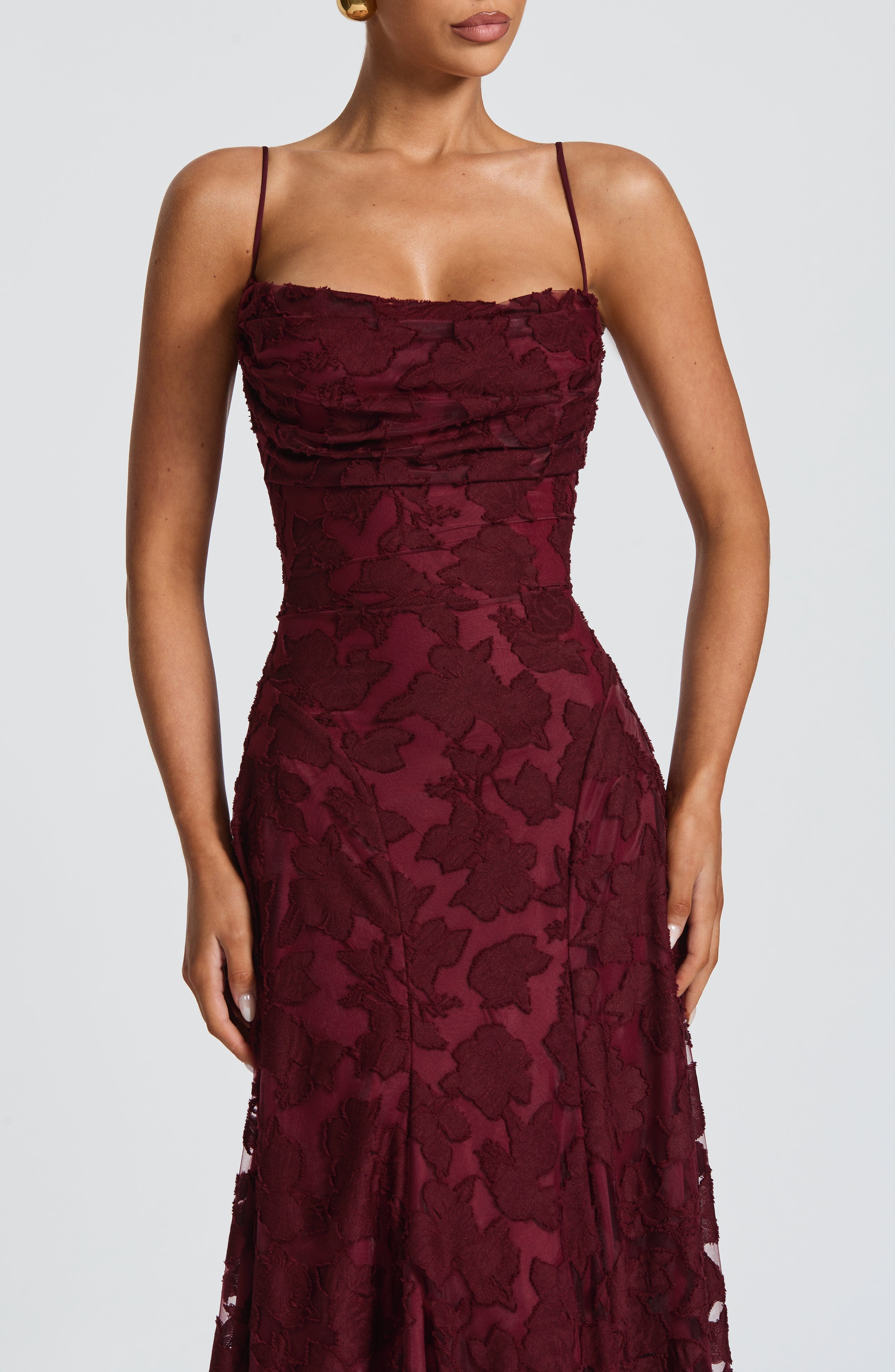 Florencia Floral Maxi Dress – Open Back, A-Line, Bow Detail